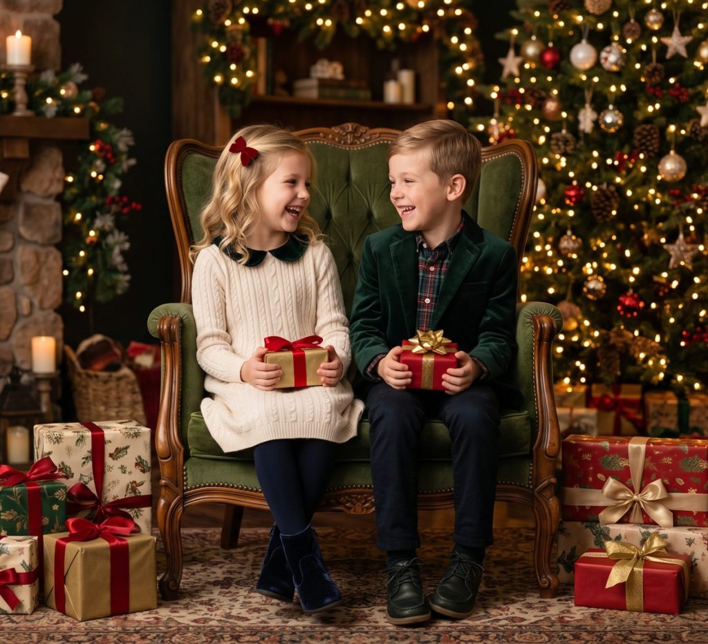 Fotos de Navidad para niños con ternura, luz cuidada y emoción real.